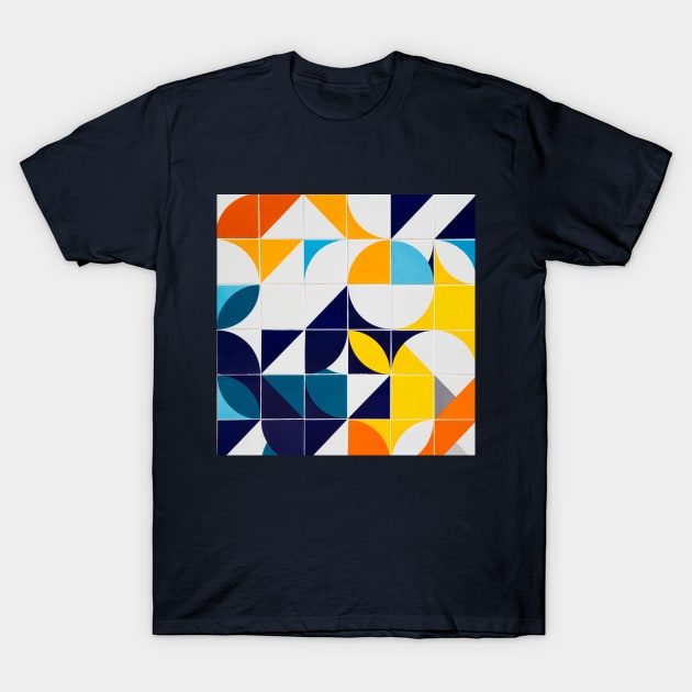 Bright Colorful Patterns Tile Pattern Squares Triangles Curves Circles T-Shirt by Art by Ergate